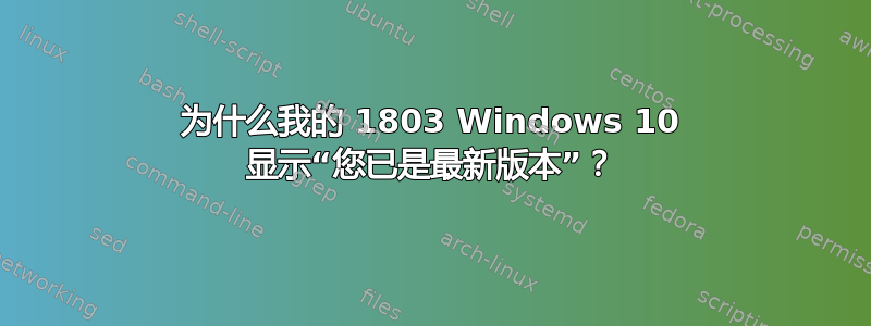 为什么我的 1803 Windows 10 显示“您已是最新版本”？