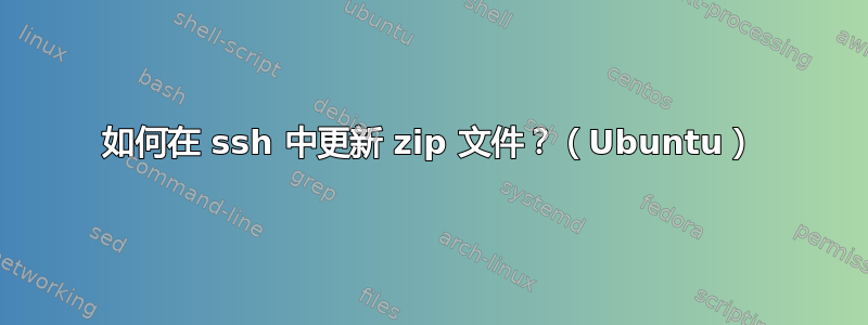 如何在 ssh 中更新 zip 文件？（Ubuntu）