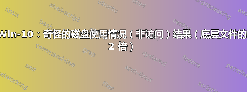 Win-10：奇怪的磁盘使用情况（非访问）结果（底层文件的 2 倍）