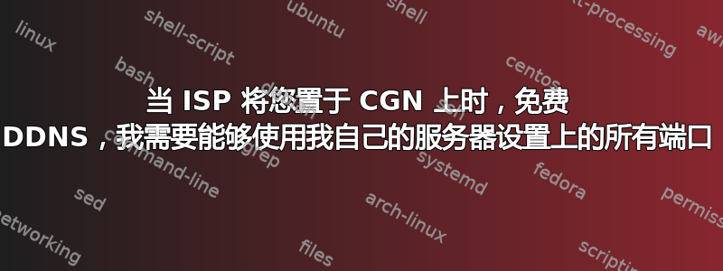 当 ISP 将您置于 CGN 上时，免费 DDNS，我需要能够使用我自己的服务器设置上的所有端口