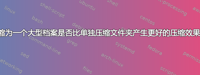 压缩为一个大型档案是否比单独压缩文件夹产生更好的压缩效果？