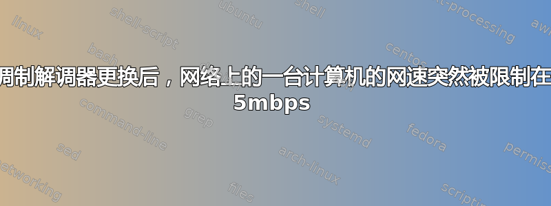 调制解调器更换后，网络上的一台计算机的网速突然被限制在 5mbps