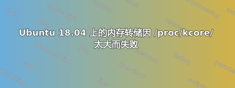 Ubuntu 18.04 上的内存转储因 /proc/kcore/ 太大而失败