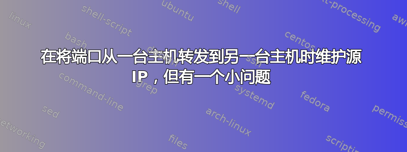 在将端口从一台主机转发到另一台主机时维护源 IP，但有一个小问题