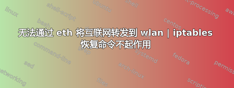 无法通过 eth 将互联网转发到 wlan | iptables 恢复命令不起作用