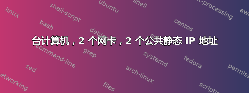 1 台计算机，2 个网卡，2 个公共静态 IP 地址