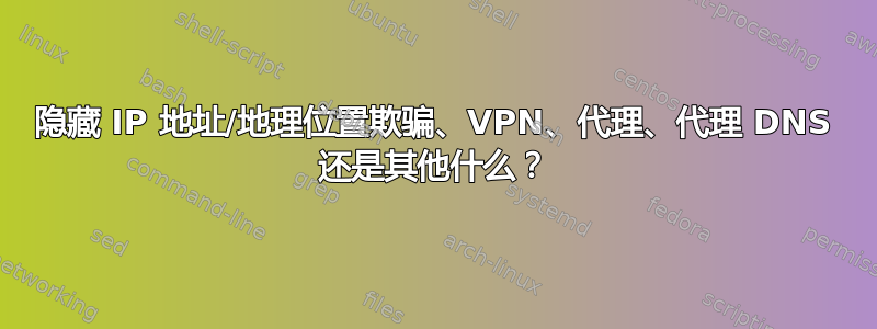 隐藏 IP 地址/地理位置欺骗、VPN、代理、代理 DNS 还是其他什么？