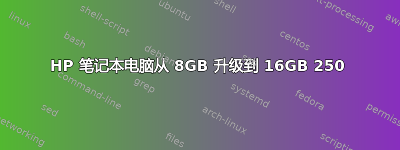 HP 笔记本电脑从 8GB 升级到 16GB 250