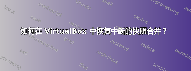 如何在 VirtualBox 中恢复中断的快照合并？