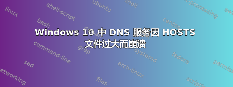 Windows 10 中 DNS 服务因 HOSTS 文件过大而崩溃