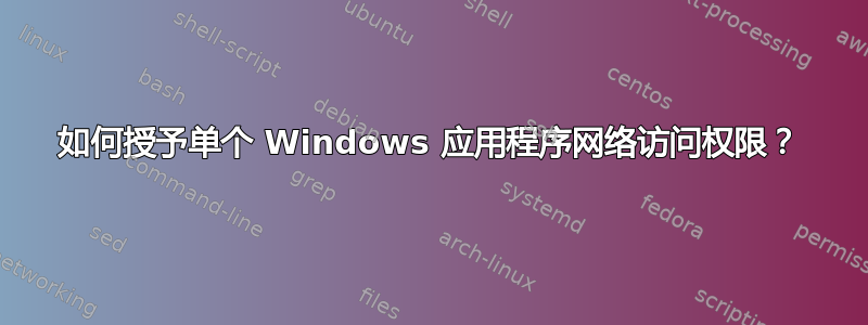 如何授予单个 Windows 应用程序网络访问权限？