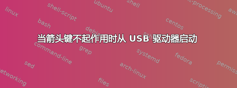 当箭头键不起作用时从 USB 驱动器启动