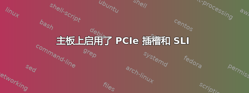 主板上启用了 PCIe 插槽和 SLI