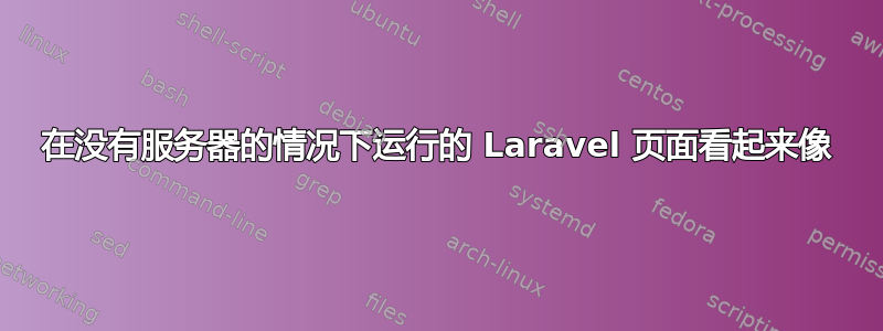 在没有服务器的情况下运行的 Laravel 页面看起来像