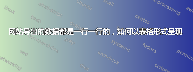 网站导出的数据都是一行一行的，如何以表格形式呈现