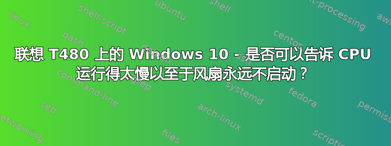 联想 T480 上的 Windows 10 - 是否可以告诉 CPU 运行得太慢以至于风扇永远不启动？