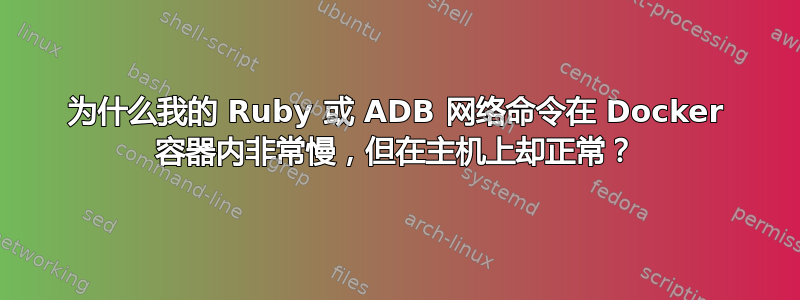 为什么我的 Ruby 或 ADB 网络命令在 Docker 容器内非常慢，但在主机上却正常？