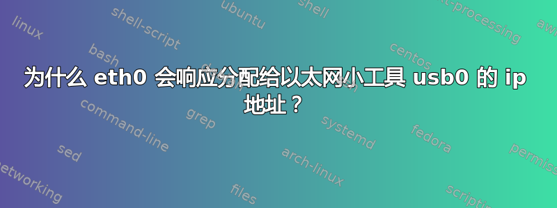 为什么 eth0 会响应分配给以太网小工具 usb0 的 ip 地址？