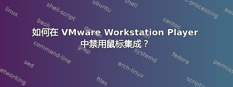 如何在 VMware Workstation Player 中禁用鼠标集成？