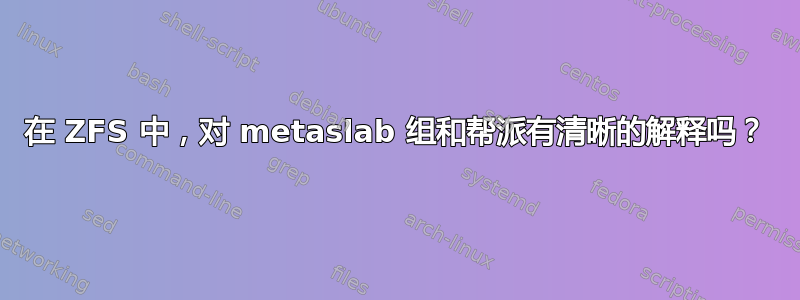 在 ZFS 中，对 metaslab 组和帮派有清晰的解释吗？