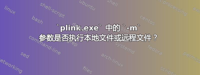 `plink.exe` 中的 `-m` 参数是否执行本地文件或远程文件？