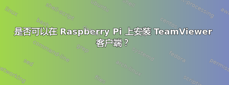 是否可以在 Raspberry Pi 上安装 TeamViewer 客户端？