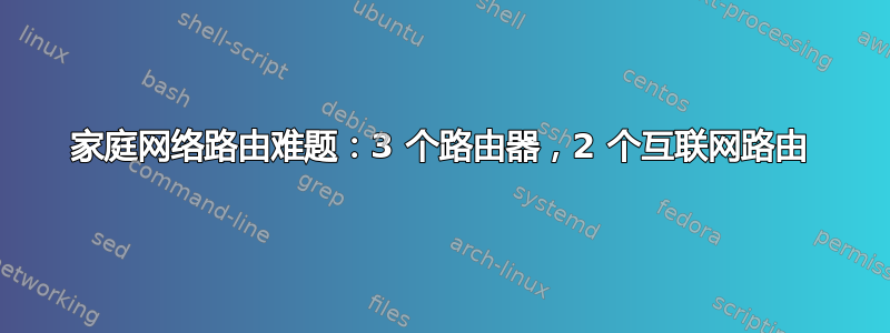 家庭网络路由难题：3 个路由器，2 个互联网路由