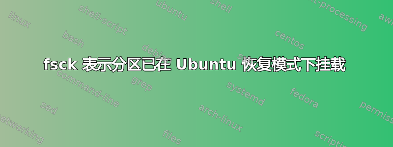 fsck 表示分区已在 Ubuntu 恢复模式下挂载