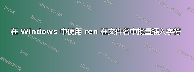 在 Windows 中使用 ren 在文件名中批量插入字符