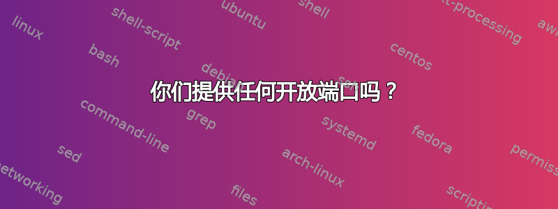 你们提供任何开放端口吗？