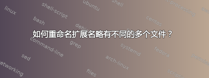 如何重命名扩展名略有不同的多个文件？