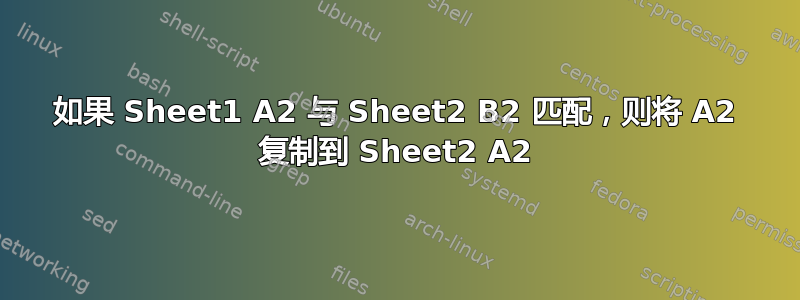 如果 Sheet1 A2 与 Sheet2 B2 匹配，则将 A2 复制到 Sheet2 A2