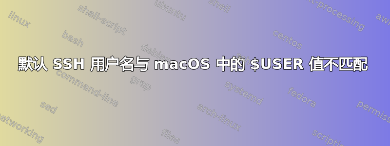 默认 SSH 用户名与 macOS 中的 $USER 值不匹配