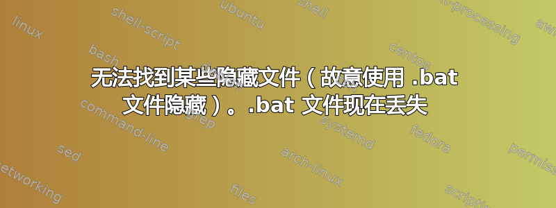 无法找到某些隐藏文件（故意使用 .bat 文件隐藏）。.bat 文件现在丢失