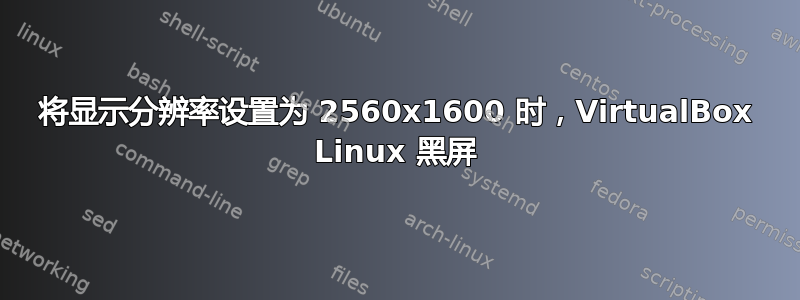 将显示分辨率设置为 2560x1600 时，VirtualBox Linux 黑屏