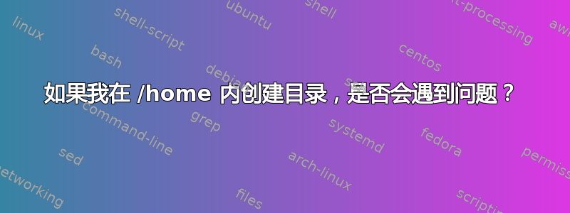 如果我在 /home 内创建目录，是否会遇到问题？