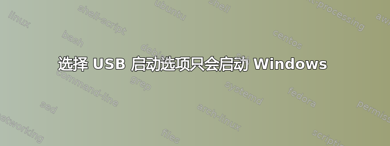 选择 USB 启动选项只会启动 Windows