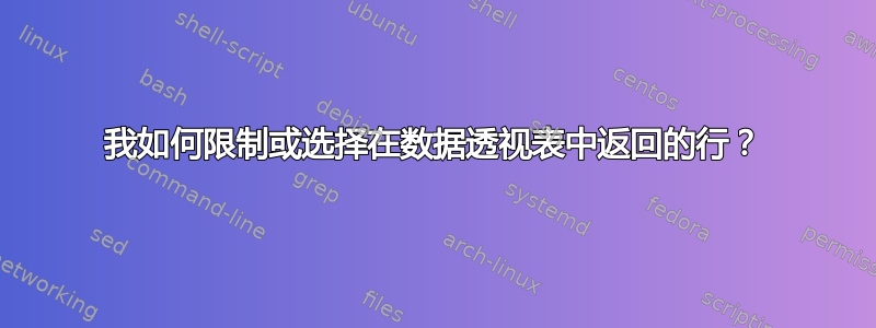 我如何限制或选择在数据透视表中返回的行？