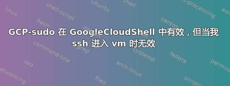 GCP-sudo 在 GoogleCloudShell 中有效，但当我 ssh 进入 vm 时无效