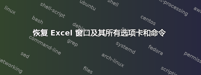 恢复 Excel 窗口及其所有选项卡和命令