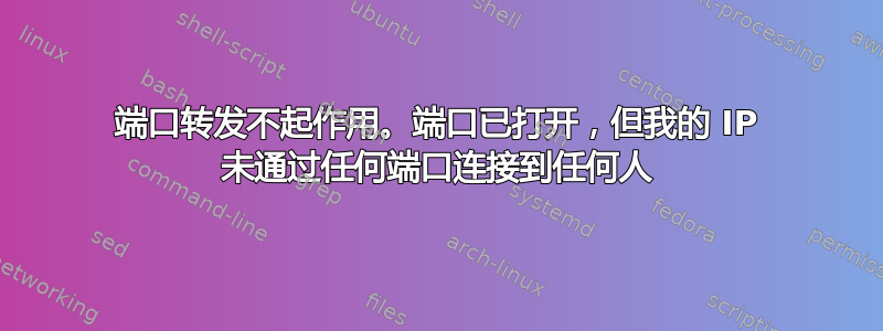 端口转发不起作用。端口已打开，但我的 IP 未通过任何端口连接到任何人