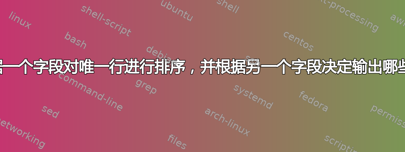 根据一个字段对唯一行进行排序，并根据另一个字段决定输出哪些行