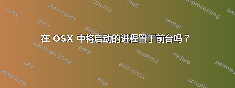 在 OSX 中将启动的进程置于前台吗？