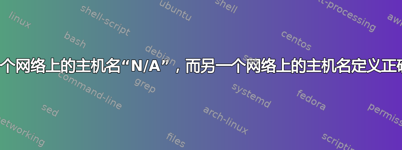 一个网络上的主机名“N/A”，而另一个网络上的主机名定义正确