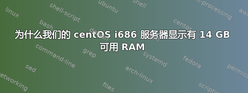 为什么我们的 centOS i686 服务器显示有 14 GB 可用 RAM