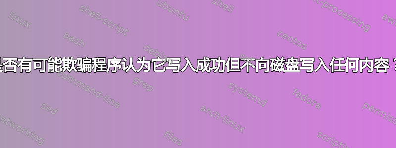 是否有可能欺骗程序认为它写入成功但不向磁盘写入任何内容？