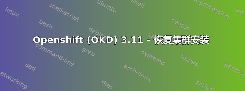 Openshift (OKD) 3.11 - 恢复集群安装