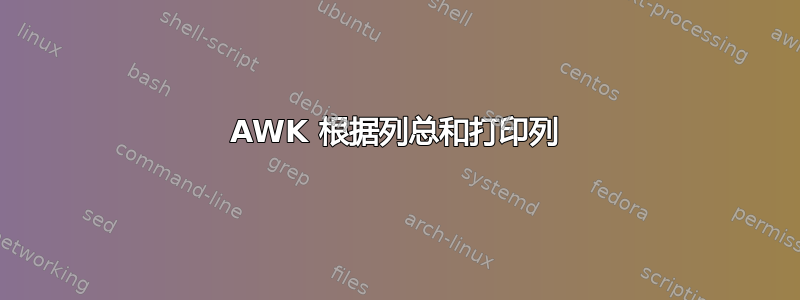 AWK 根据列总和打印列