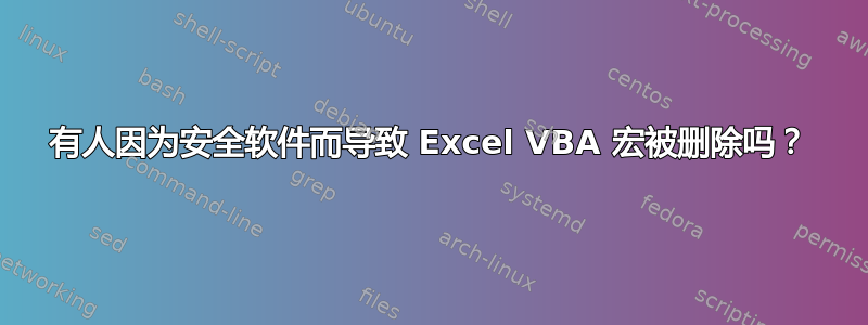 有人因为安全软件而导致 Excel VBA 宏被删除吗？