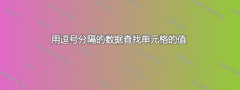 用逗号分隔的数据查找单元格的值